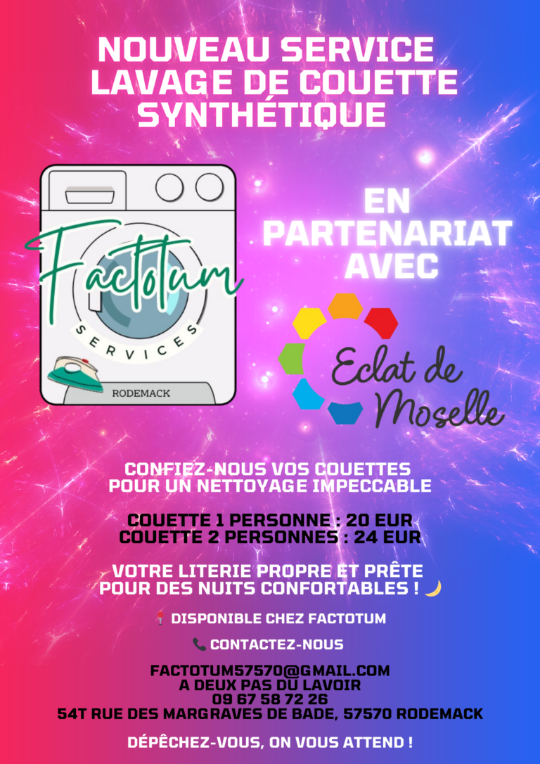 Lavez vos couettes syntéhtique avec Factotum et bénéficiez de prix réduits